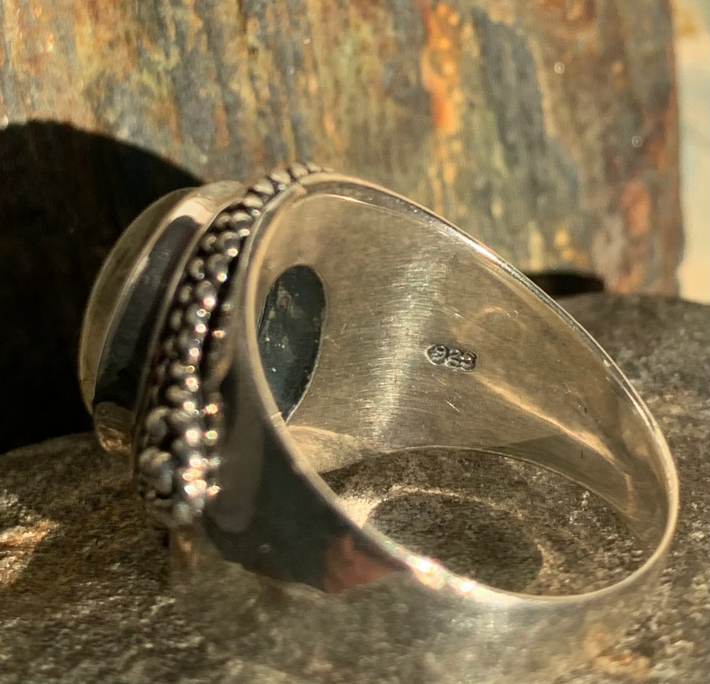 Bague torsadée labradorite argent