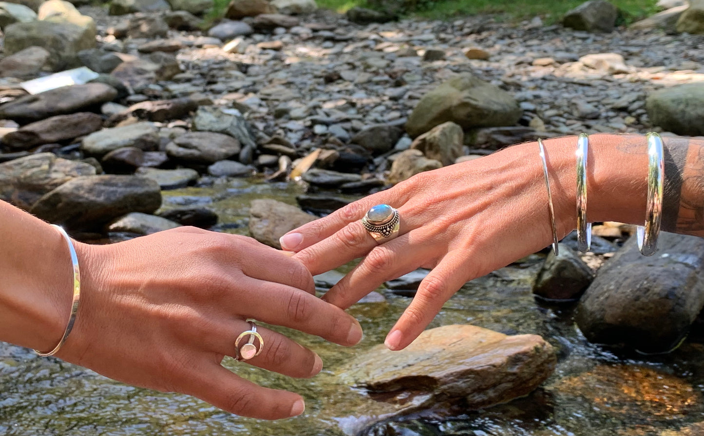 Bague torsadée labradorite argent