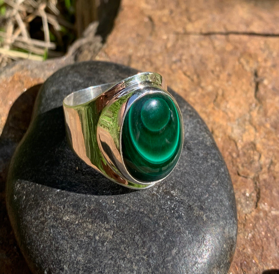 Bague Argent Malachite