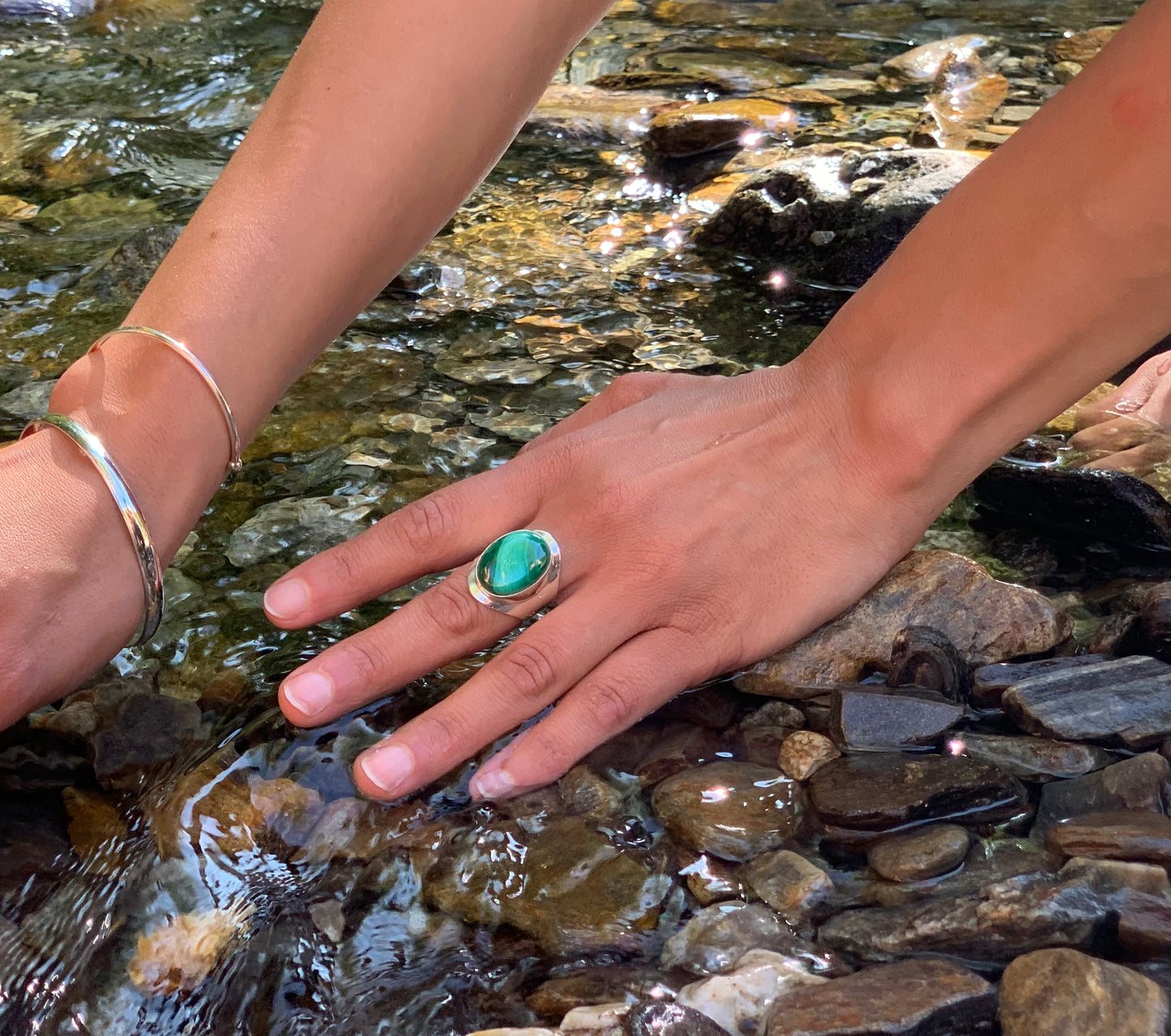 Bague Argent Malachite