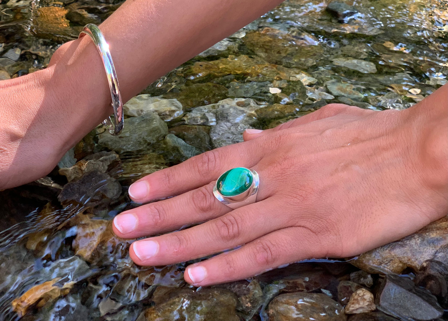 Bague Argent Malachite