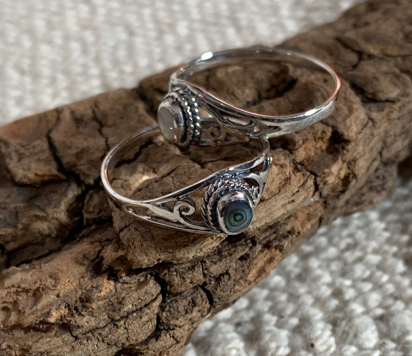 Bague argent massif et nacre Abalone