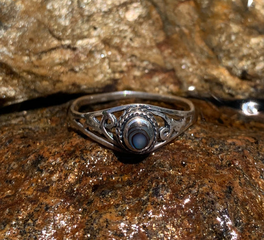 Bague argent massif et nacre Abalone