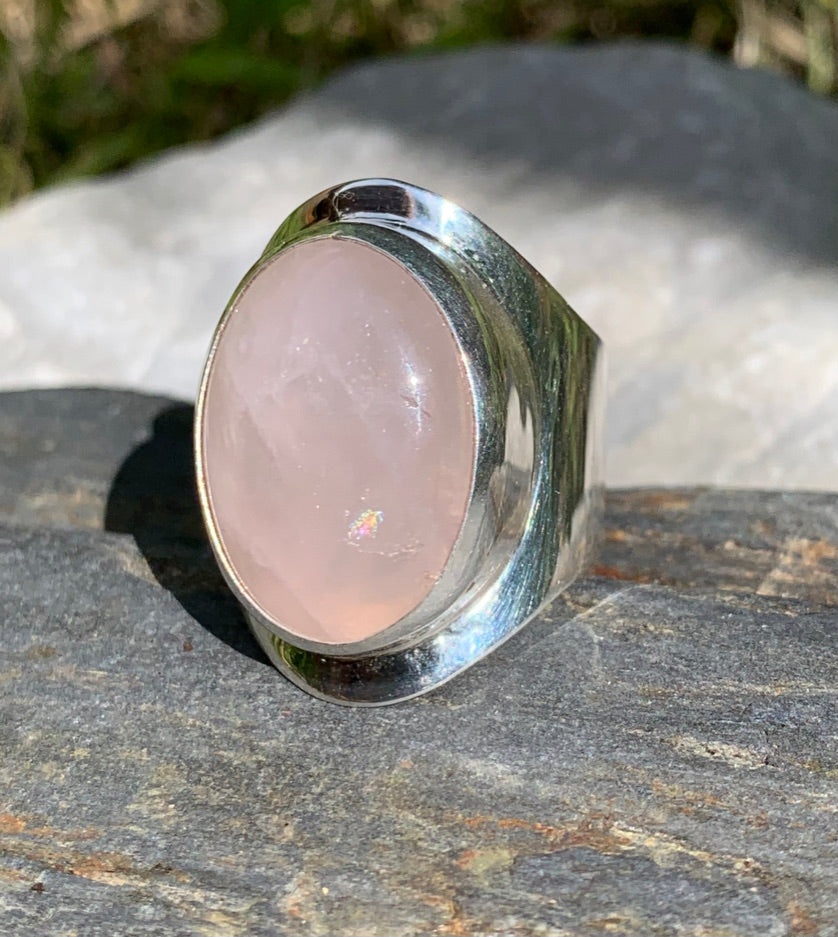 Bague Argent Quartz Rose