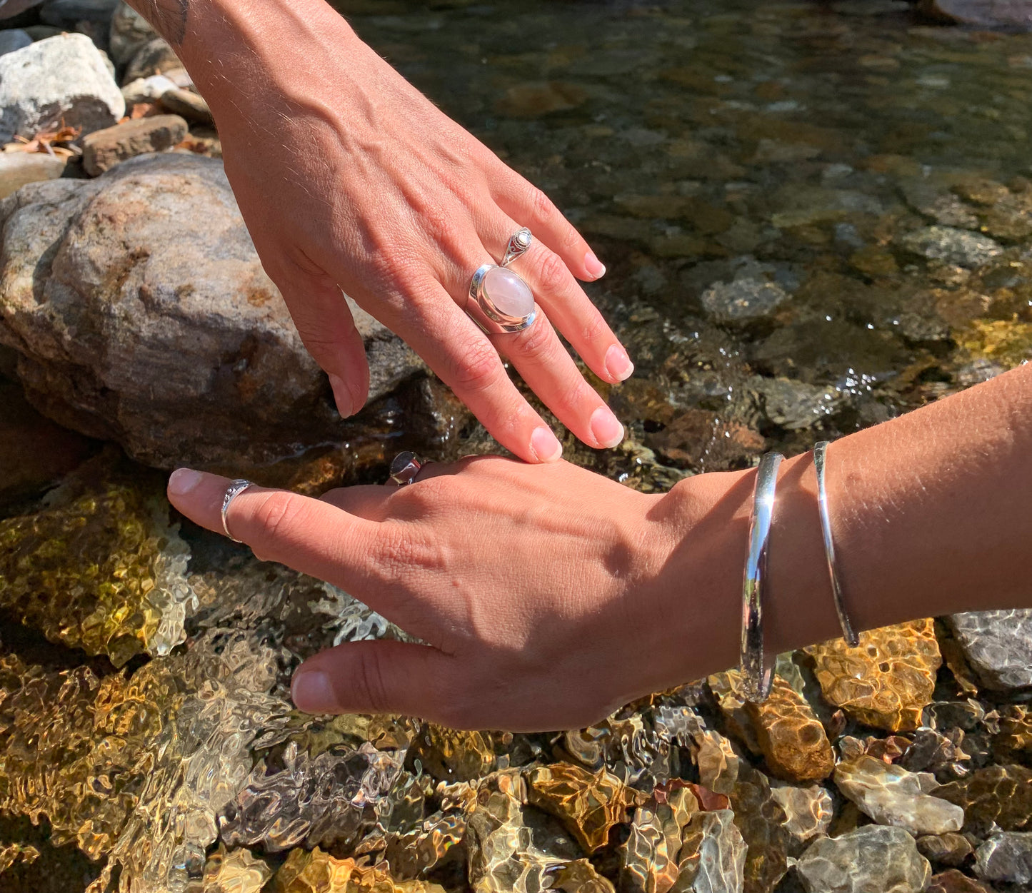 Bague Argent Quartz Rose