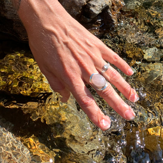 Bague Argent Quartz Rose