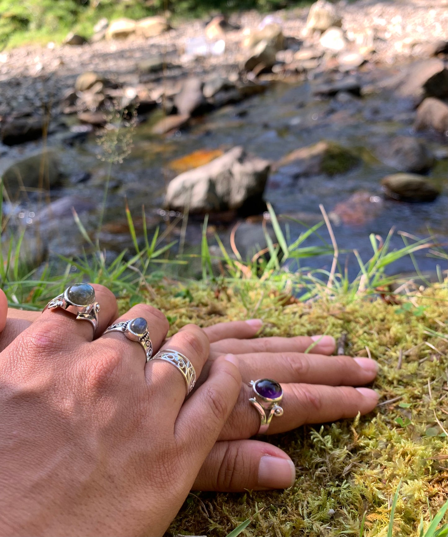 Bague argent labradorite à motifs