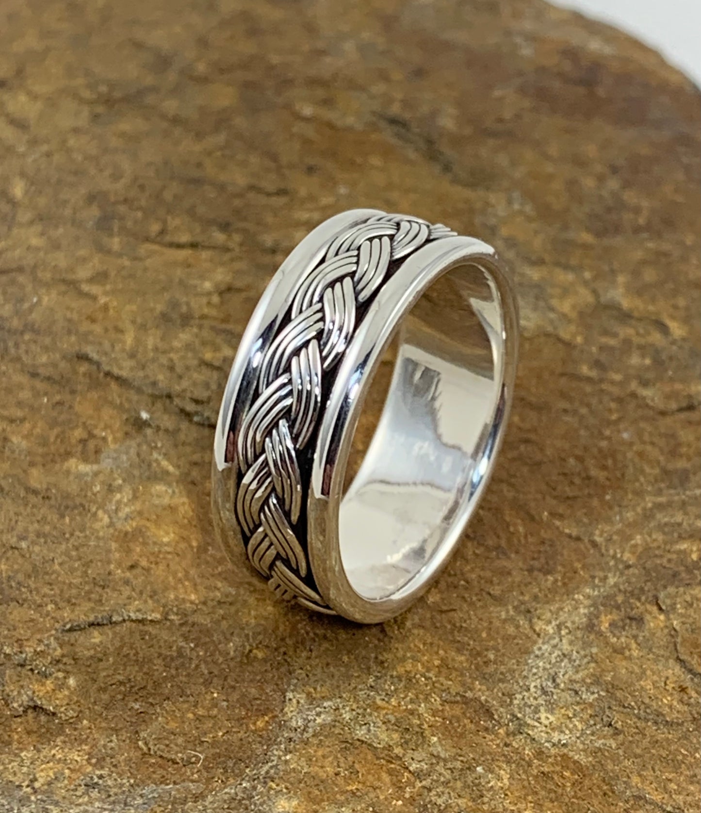 Bague Argent Vieilli Tressée Homme