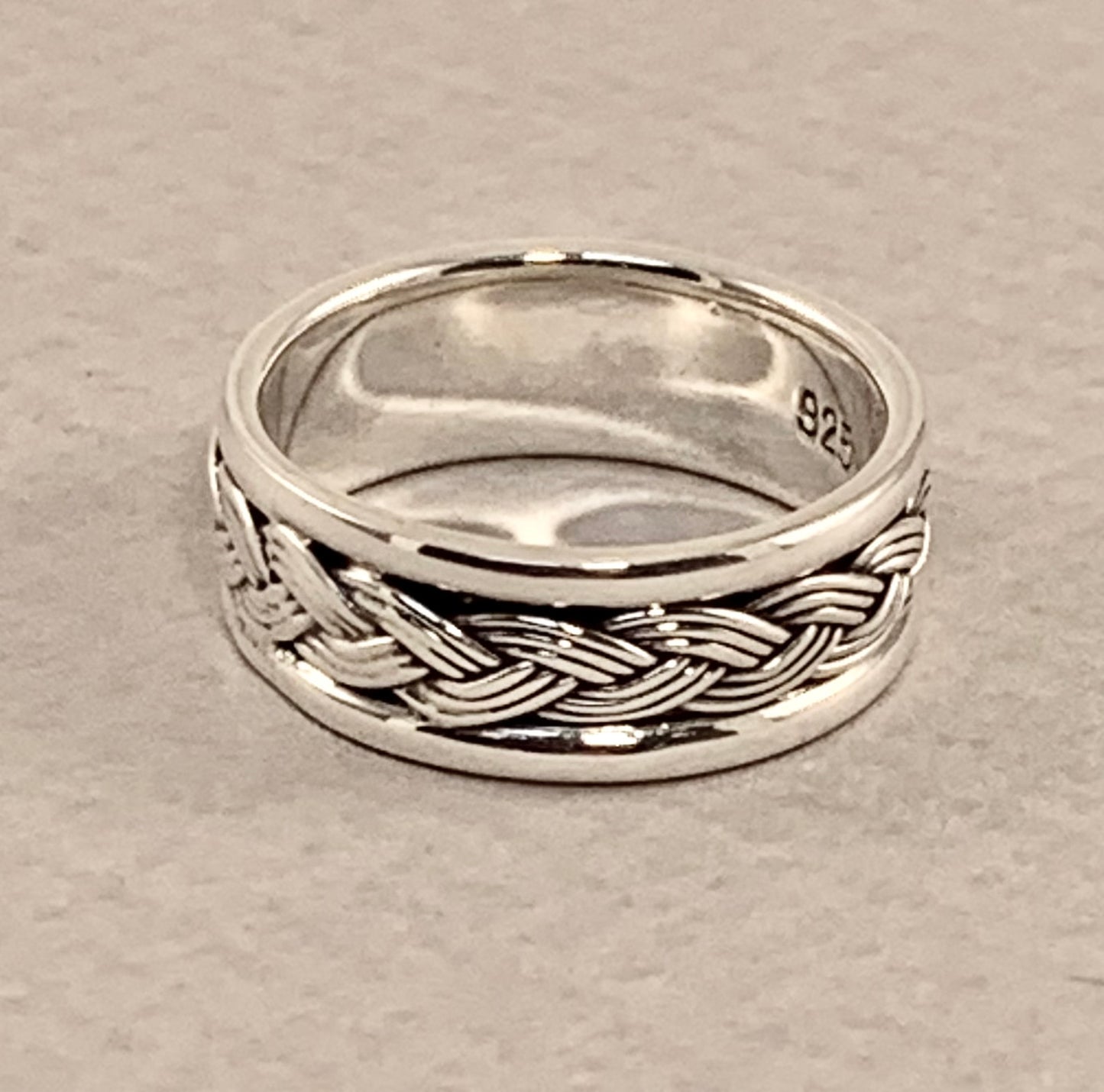 Bague Argent Vieilli Tressée Homme