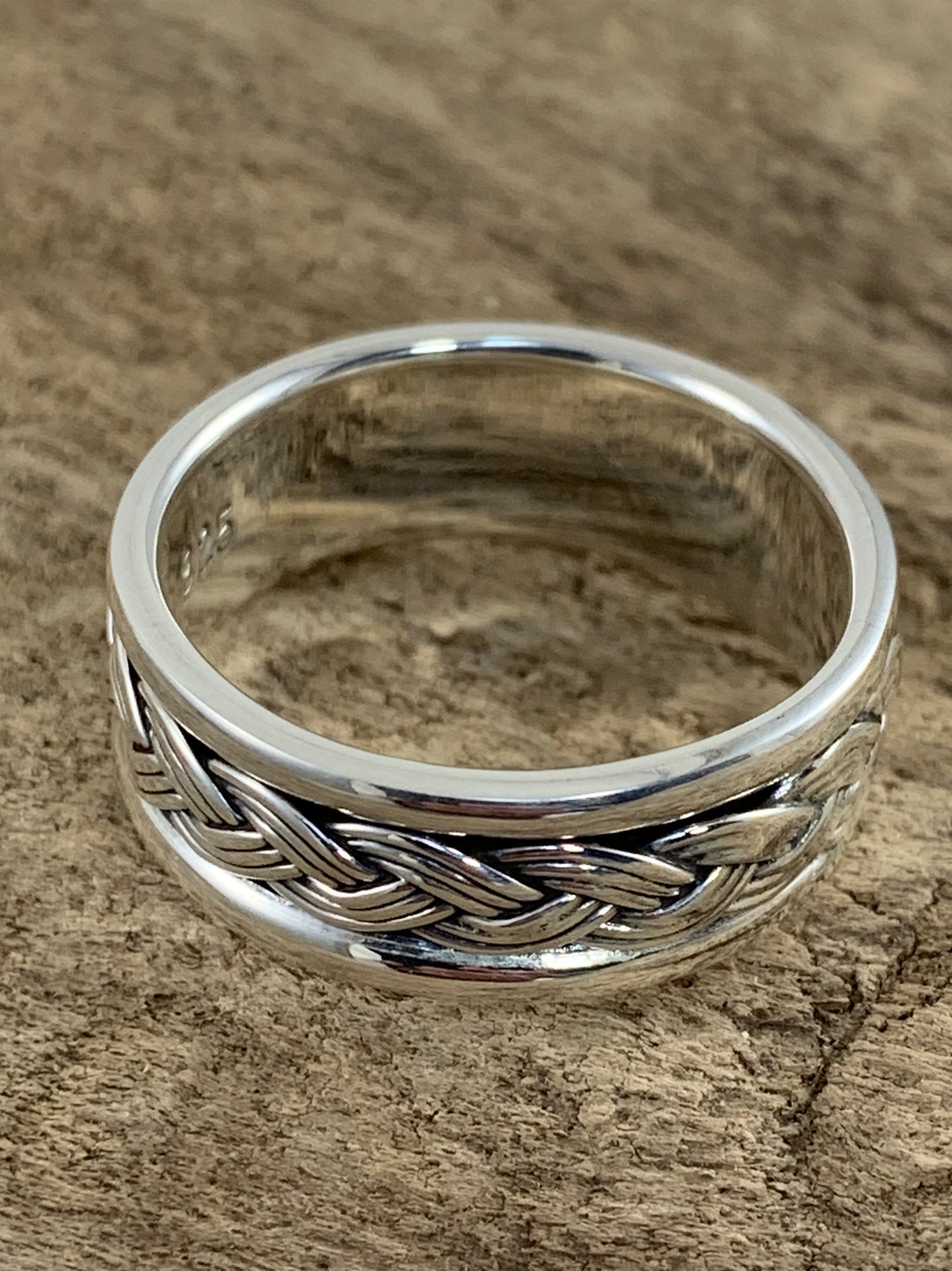 Bague Argent Vieilli Tressée Homme