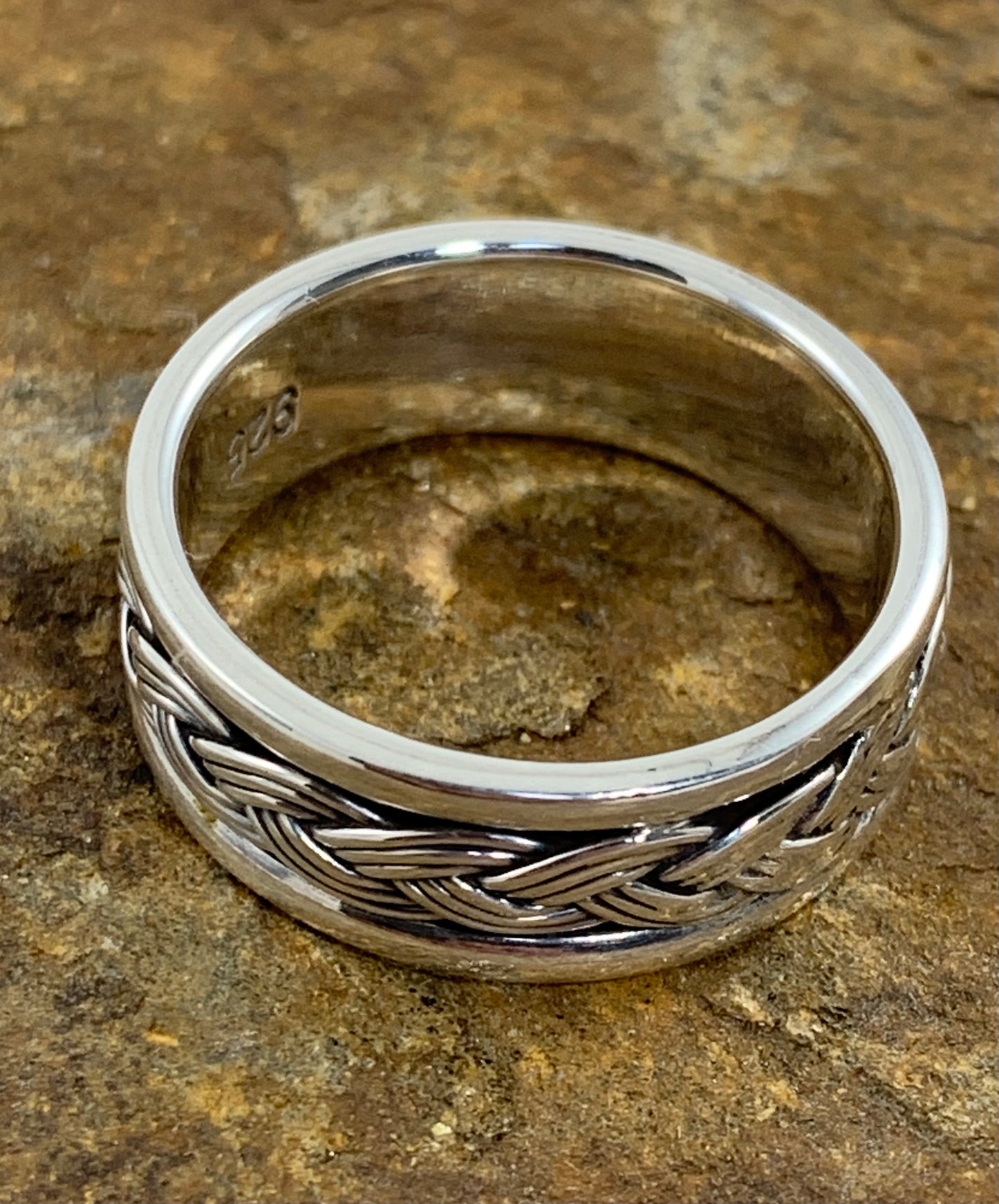 Bague Argent Vieilli Tressée Homme