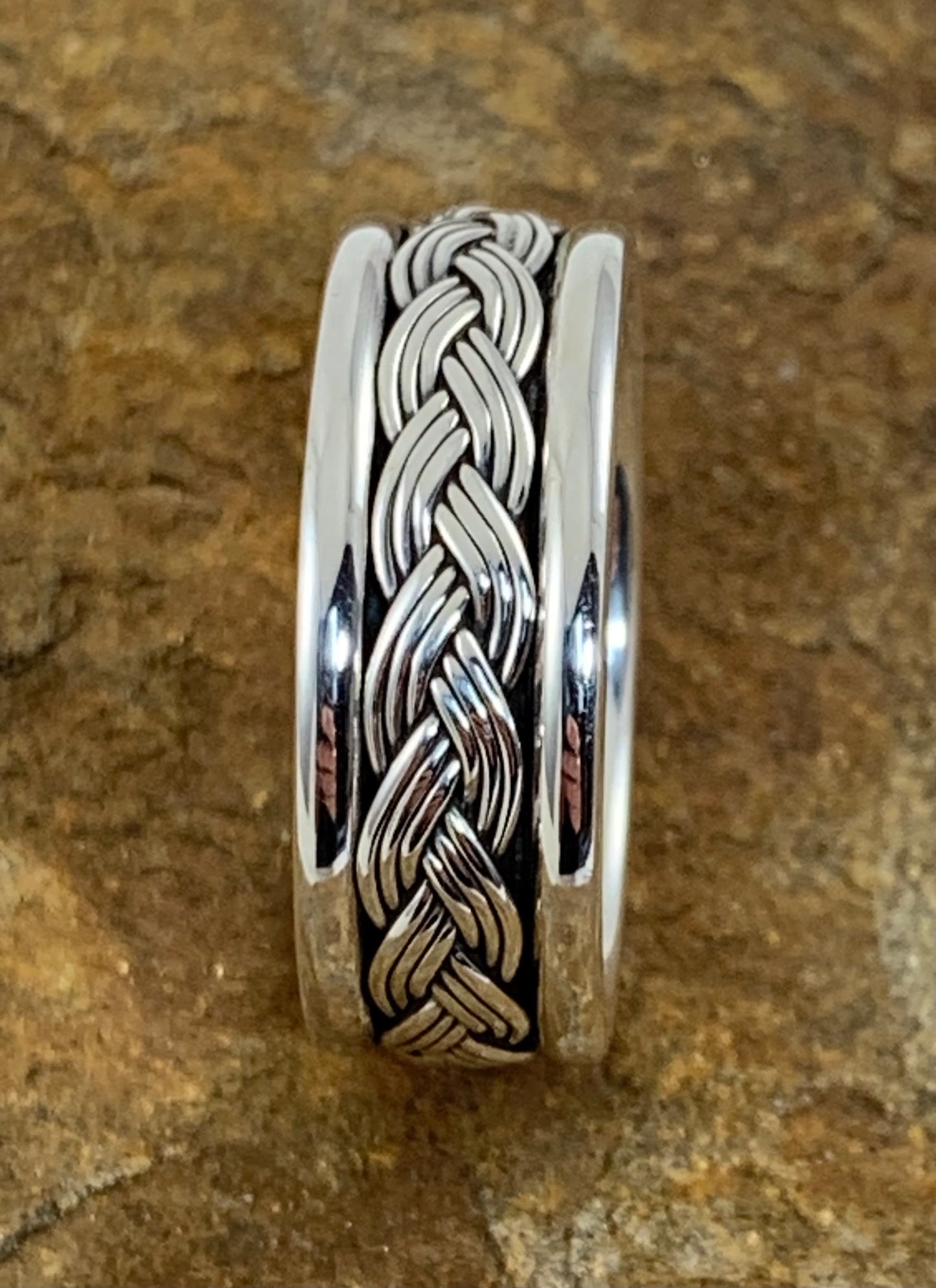 Bague Argent Vieilli Tressée Homme