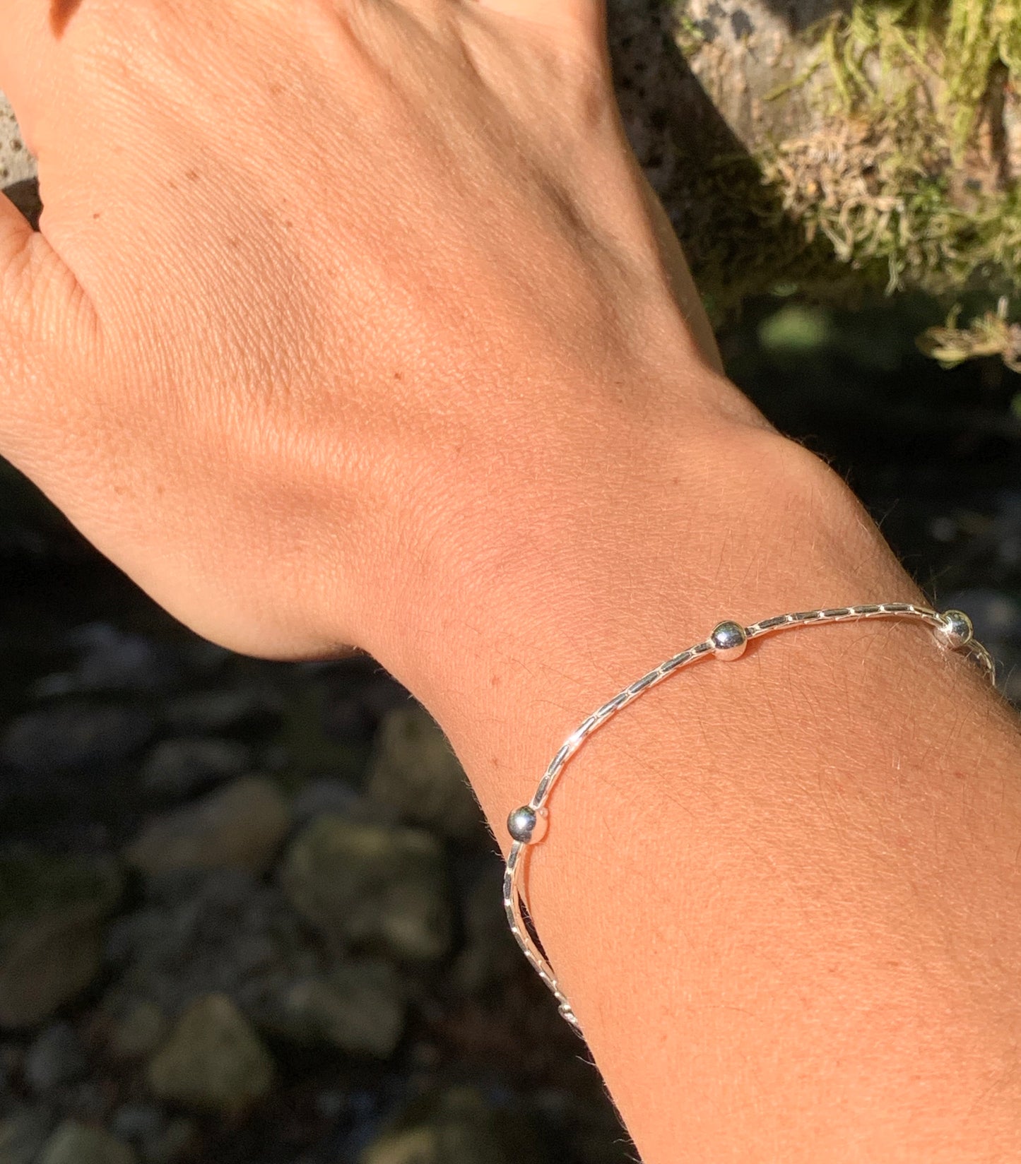 Bracelet perles en argent massif 925 pour femme et enfant